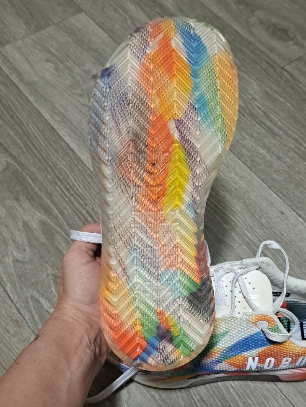 NOBULL White Johnny Pride Trainers with Rainbow Accents - Picture 4 of 5